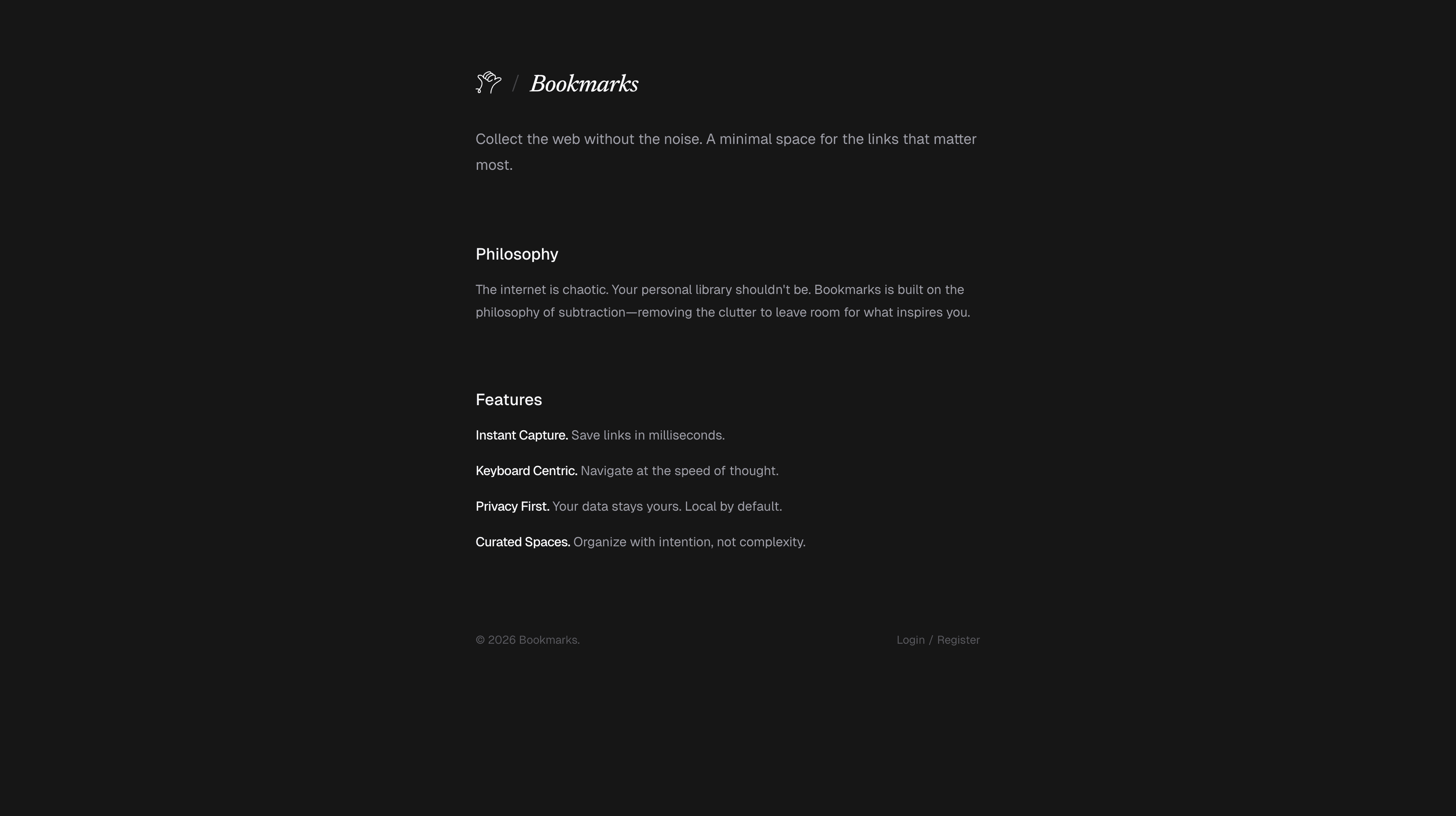 Bookmarks Landing Page